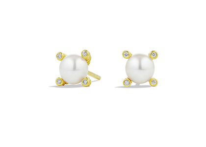 Gold Plated CZ Studded Pearl Set Stud Earring